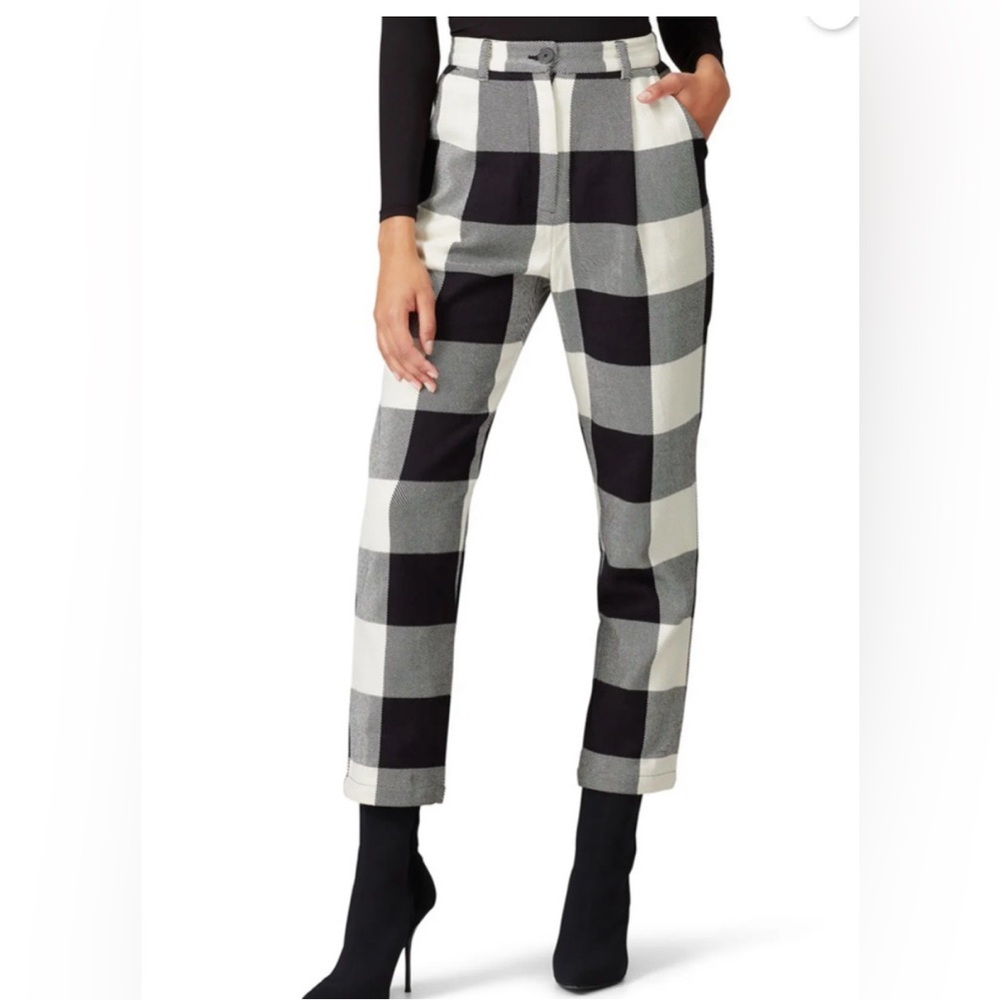 Mara Hoffman Dita Pant Ensenada Plaid Black Cream Organic Cotton High Waist. 12 - Picture 3 of 9
